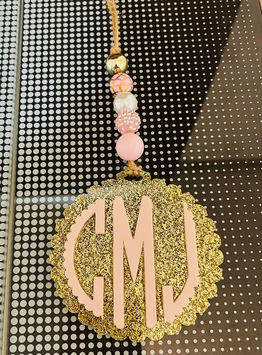 Monogram mirror charm