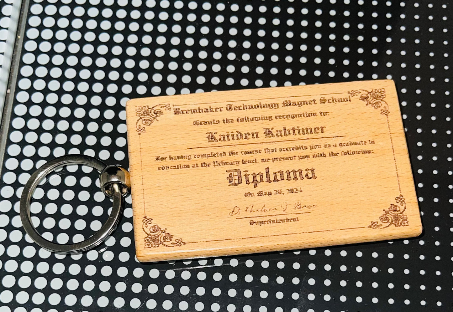 Custom engraved Diploma Keychain